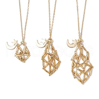 3Pcs 3 Styles 304 Stainless Steel Macrame Pouch Empty Stone Holder Necklace Making NJEW-JN05252-1