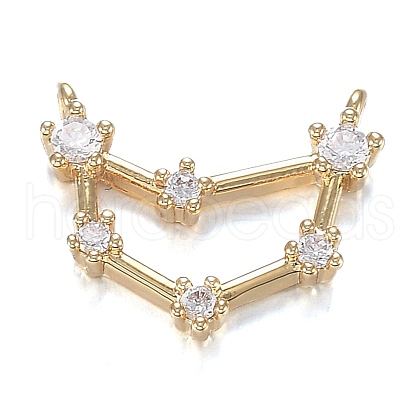 Brass Micro Clear Cubic Zirconia Charms ZIRC-F120-019G-06-1