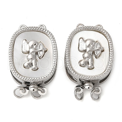 Brass with Natural Shell Box Clasps KK-G505-01P-1