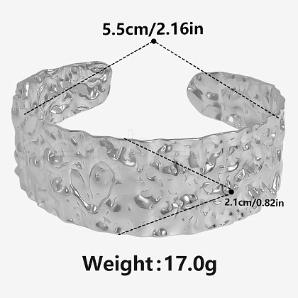 304 Stainless Steel Textured Cuff Bangles for Women MV3709-1-1