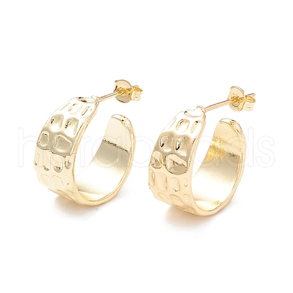 Chunky Hammered C-shape Stud Earrings EJEW-A064-09G-RS-1