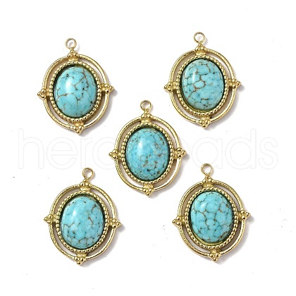 PVD Vacuum Plating 201 Stainless Steel Natural Turquoise Pendants STAS-C064-VC869-1