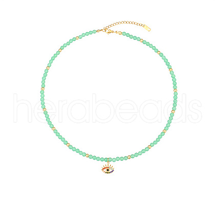 Natural Green Aventurine Beaded Necklaces EK5559-5-1