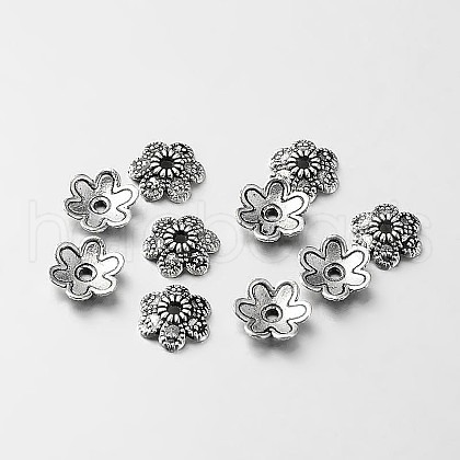 Tibetan Style Alloy Flower Bead Caps TIBEB-O004-13-1