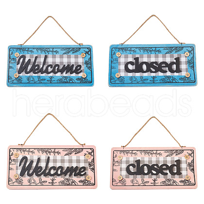 Crafans 2Pcs 2 Color Wooden Doorplate Decorations AJEW-CF0001-09-1