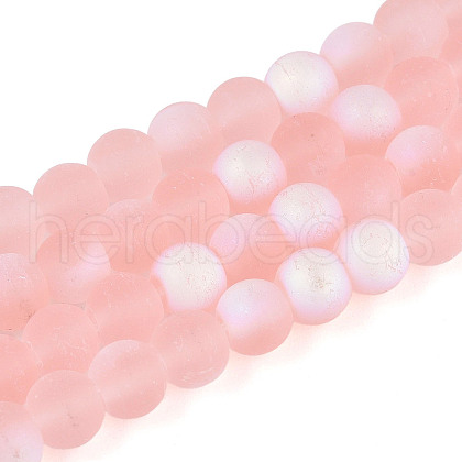 Frosted Transparent Glass Beads Strands GLAA-T032-T6mm-MBB10-1