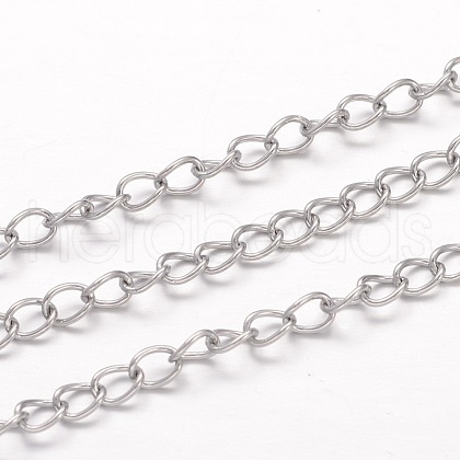 Tarnish Resistant 304 Stainless Steel Curb Chains X-CHS-K004-11P-0.8mm-1