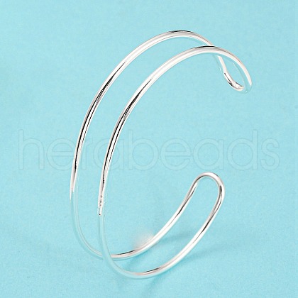 Rack Plating Brass Double Lines Cuff Bangles for Women BJEW-M304-01S-1