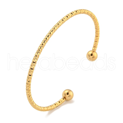 Ion Plating(IP) Textured 304 Stainless Steel Cuff Bangles BJEW-P331-11G-1