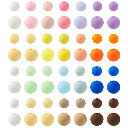  800Pcs 8 Colors Frosted Opaque Acrylic Beads OACR-TA0001-51-1