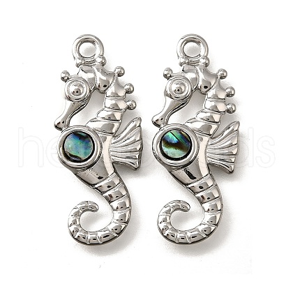 304 Stainless Steel Pave Natural Paua Shell Pendants STAS-C122-21D-01P-1