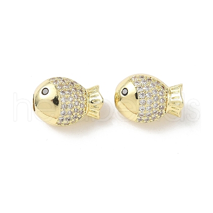 Brass Micro Pave Cubic Zirconia Beads KK-C104-09G-1