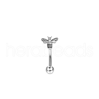 Bees 304 Stainless Steel Enamel Eyebrow Curved Barbell Rings WG008EB-04-1