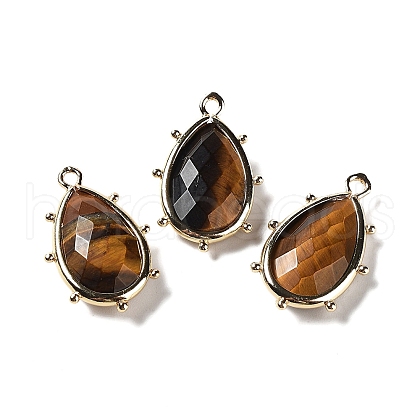 Natural Tiger Eye Pendants G-B009-02G-O-1