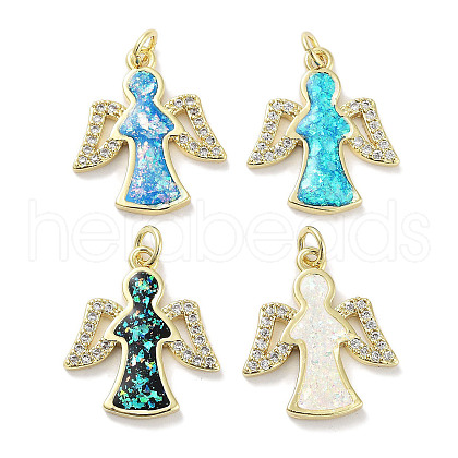 Brass Micro Pave Clear Cubic Zirconia Pendants KK-L213-007G-1