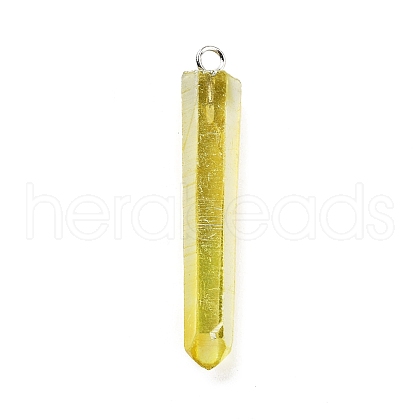 Electroplated Natural Quartz Pendants G-P315-B01-02P-1