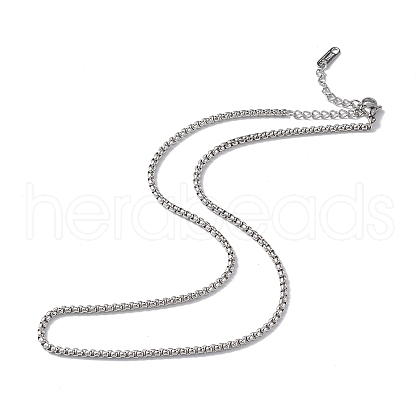Non-Tarnish 304 Stainless Steel Box Chain Necklace for Men Women NJEW-K245-020B-1