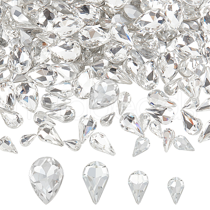 220Pcs 4 Style Glass Rhinestone Cabochons GLAA-FG0001-12-1