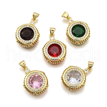 Brass Micro Pave Cubic Zirconia Pendants KK-K401-31G-1