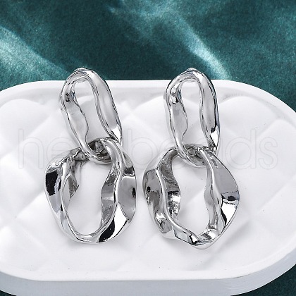Nuggets Brass Dangle Stud Earrings EJEW-R025-13P-1