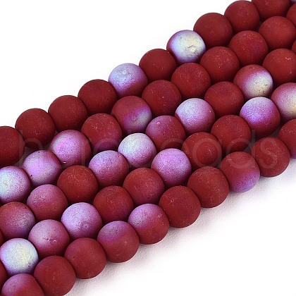 Frosted Opaque Glass Beads Strands GLAA-T032-P4mm-MBB23-1