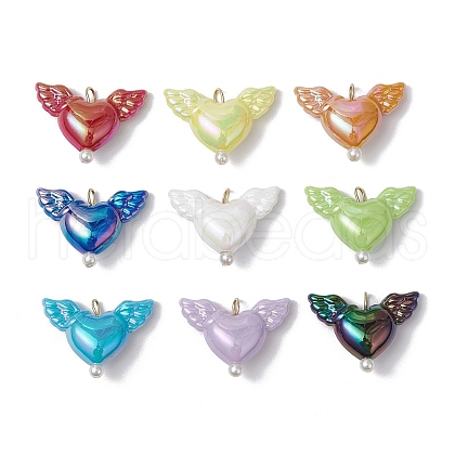 Acrylic Heart & Wings Charms PALLOY-JF03639-1