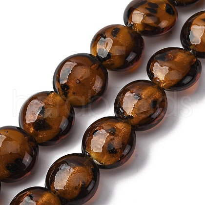 Handmade Gold Sand Lampwork Beads Strands LAMP-Q045-05A-1