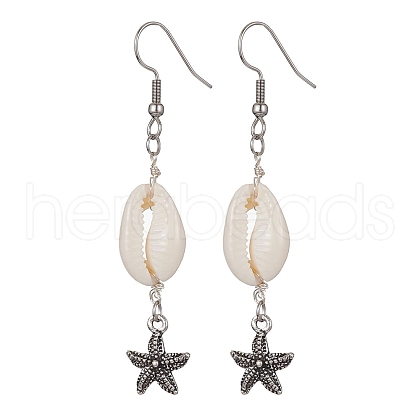 Natural Shell Dangle Earrings EJEW-JE05441-03-1