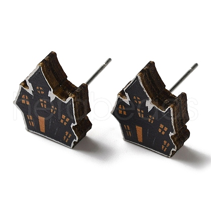 Wood Stud Earrings EJEW-Z054-02B-1
