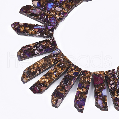 Assembled Synthetic Imperial Jasper & Natural Bronzite Beads Strands G-S355-23C-1