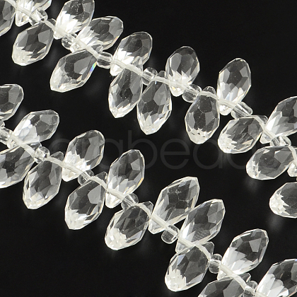 Faceted Teardrop Transparent Glass Bead Strands GLAA-R155-6x12-14-1