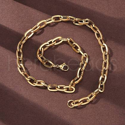 304 Stainless Steel Textured Cable Chain Necklaces NJEW-Q013-01G-1