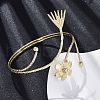 Flower Alloy Arm Cuff Bangles for Girl Women AJEW-A063-01G-G-2