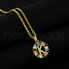 Brass Pave Colorful Cubic Zirconia Initial Ring Pendant Necklaces FS-WGF1437-11-1