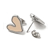 Heart 304 Stainless Steel Stud Enamel Earrings EJEW-A081-18P-3