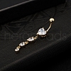 Real 18K Gold Plated Piercing Jewelry Brass Cubic Zirconia Heart Navel Ring Navel Ring Belly Rings AJEW-EE0001-06-2