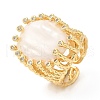 Mother's Day Jewellery Natural Pearl Twist Oval Open Cuff Ring RJEW-M150-03G-4