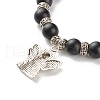Matte Round Synthetic Black Stone Beaded Bracelet BJEW-JB06963-7