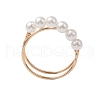 Round Shell Pearl Beaded Ring RJEW-TA00133-1