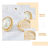 FIBLOOM 1 Pair ABS Plastic Pearl Oval Stud Earrings EJEW-FI0002-21-3