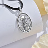 Zinc Alloy Oval with Triple Moon Goddess Pendant Black Imitation Leather Cord Necklaces for Women FS-WGB9F66-02-1