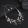 Alloy & Plastic Pearl Round Beaded Multilayer Necklace & Dangle Earring Sets FS-WG2F3F6-07-1