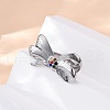 304 Stainless Steel with Rhinestone Adjustable Cuff Rings RJEW-Q020-18P-5