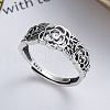 Hollow Out Rose 925 Sterling Silver Adjustable Finger Rings for Women FS-WGC8A12-01-1