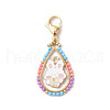 Easter Teadrop Glass Seed Beaded & Alloy Enamel Rabbit Pendant Decorations HJEW-MZ00187-02-2