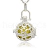 Silver Color Plated Brass Hollow Round Cage Pendants KK-J226-06S-1