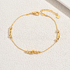 Brass Geometric Round Column Beads Link Chain Anklets for Women NO8151-4