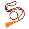 Synthetic Goldstone Round Beaded Pendant Necklaces & Bracelets Sets FS-WG9D102-24-2