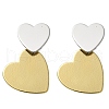 Brass Dangle Stud Earrings EJEW-S262-02GP-2