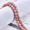 2 Strands Frosted Natural Rhodonite Round Bead Strands G-NB0003-47-4